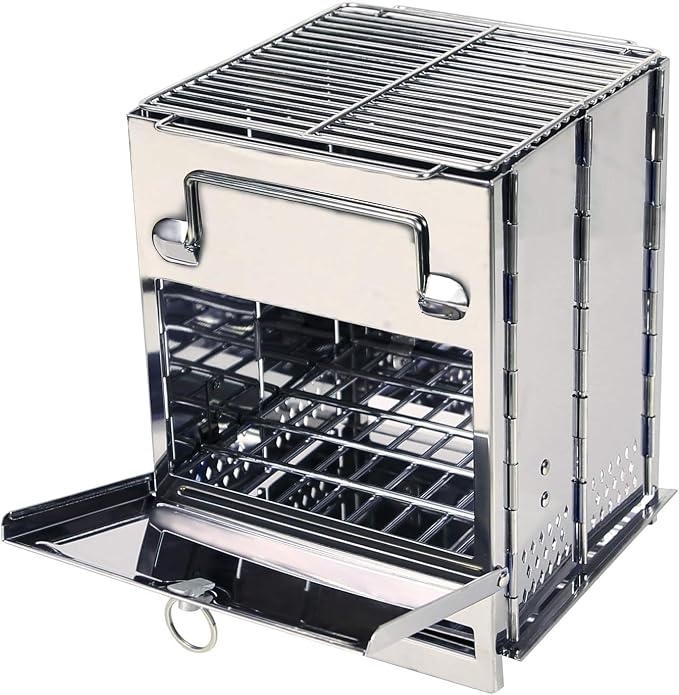 REDCAMP Wood Burning Folding Camp Stove Stainless Steel Grill, Portable by REDCAMP