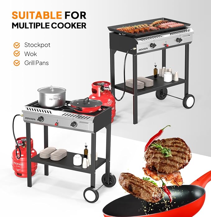 ROVSUN 2 Burner Outdoor Propane Gas Stove - Image 4