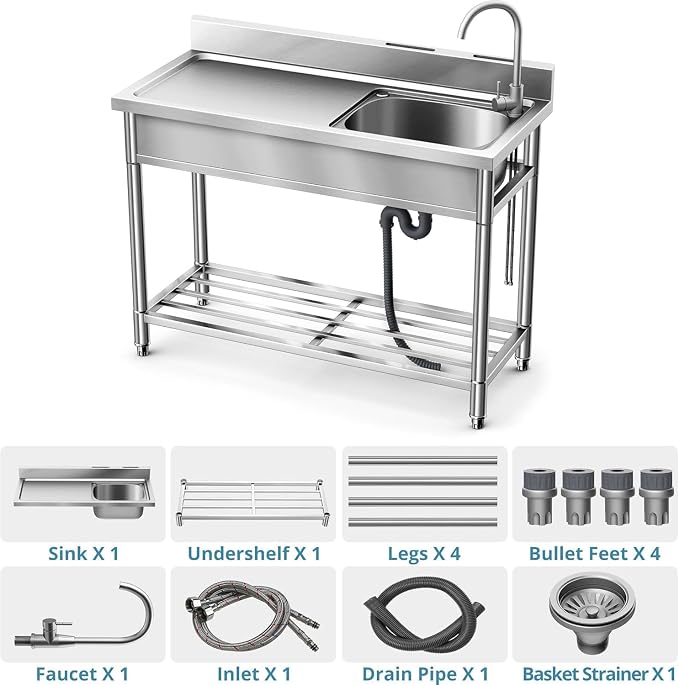 Stainless Steel Sink, Free Standing Kitchen Sink - Image 7