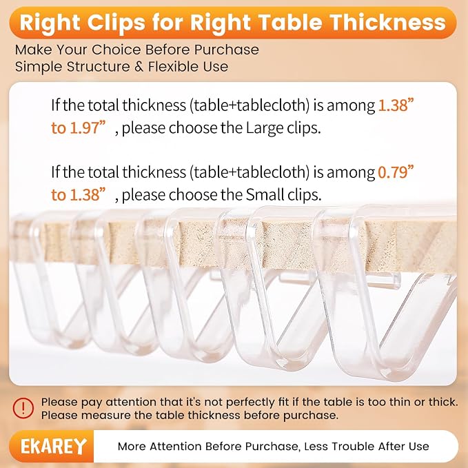 24 Pieces Clear Tablecloth Clips, Durable Plastic Table Cover Holders, - Image 5