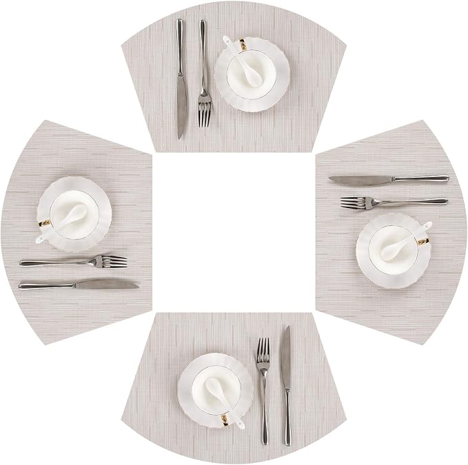 SHACOS Wedge Placemats for Small Round Table Set of 4 Woven Vinyl PVC Placemats by SHACOS