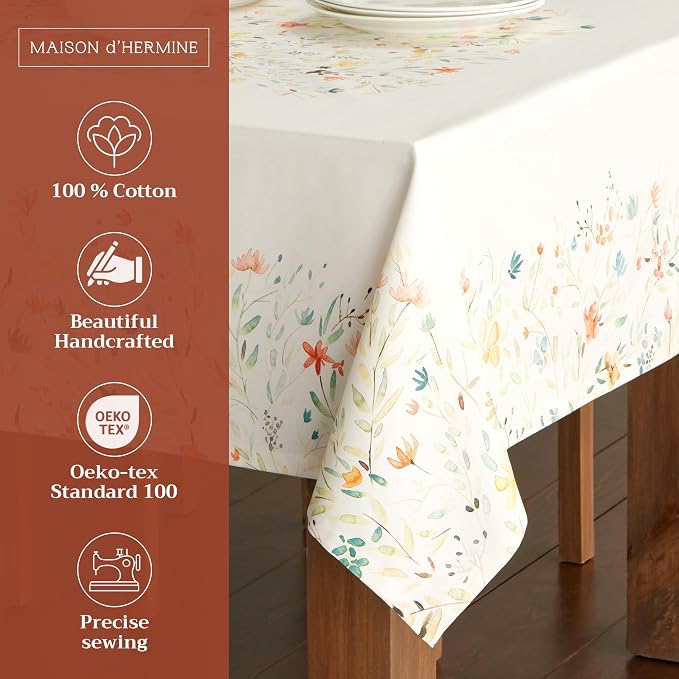 Maison d' Hermine Table Cloth Rectangle Table 100% Cotton 60 x 90 Inches - Image 2