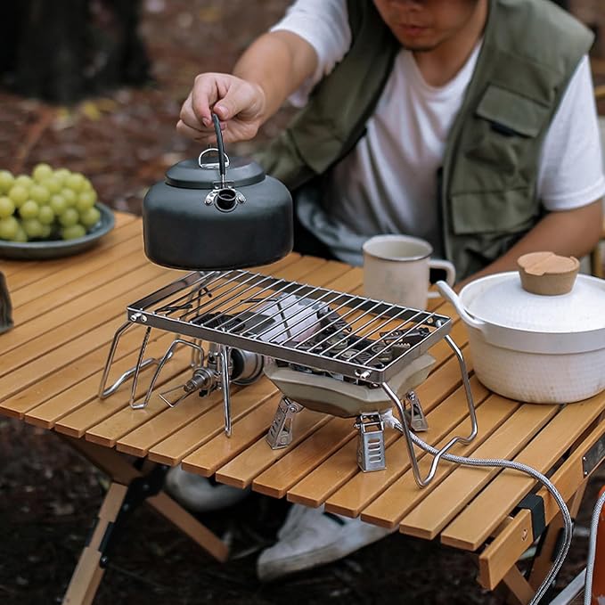 Folding Camping Grate, Stainless Steel Adjustable Height Campfire Grill - Image 8