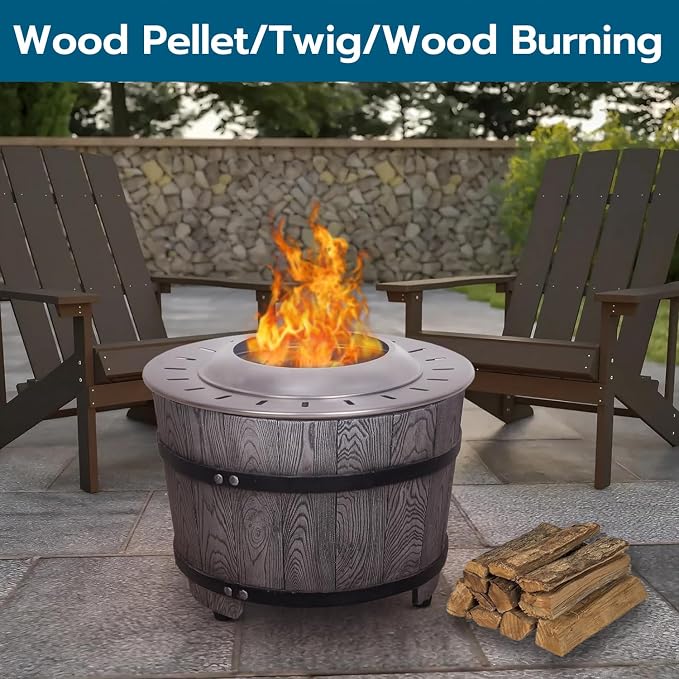 Afterglow Smokeless Fire Pit, 20.5" Round Wood Burning Stainless Steel Top and - Image 2