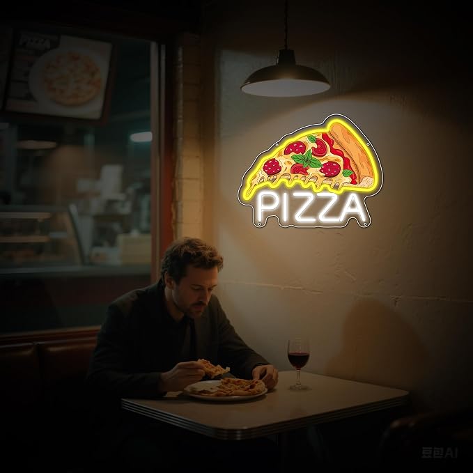 Pizza Neon Sign for Wall Decor, Dimmable Pizza Led Signs, USB Powered Neon - Image 9