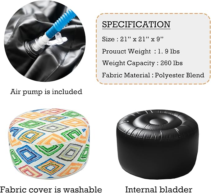 Kozyard Inflatable Ottoman Stool - Image 4
