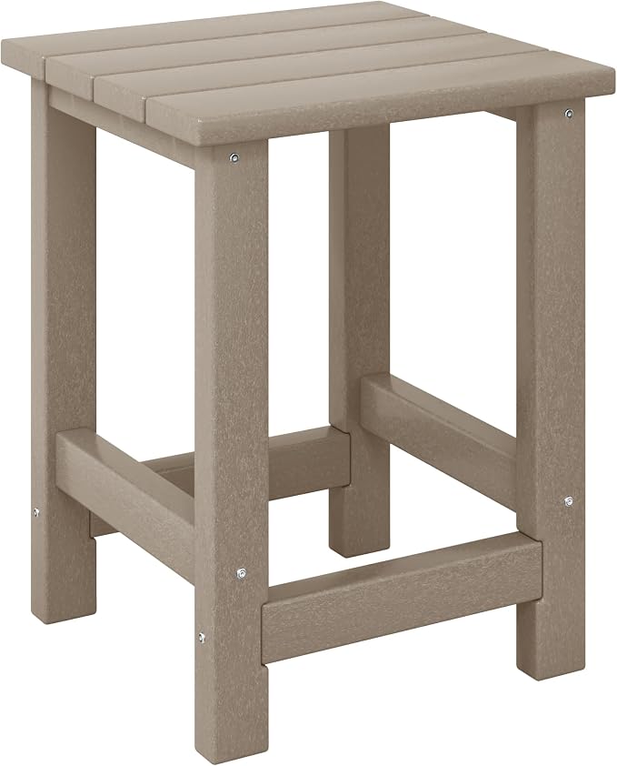 Costaelm Kids Outdoor Side Table, Small Patio HDPE Adirondack Square Table by Costaelm