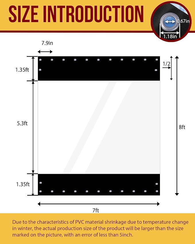 FoundGo 8'Hx7'W Vinyl Curtains for Patio, 19oz Outdoor Clear Patio Enclosure - Image 2