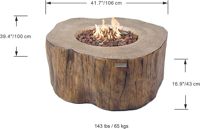 Elementi | Manchester Gas Fire Pit Cast Concrete Semi-Round Fire Table - Image 2