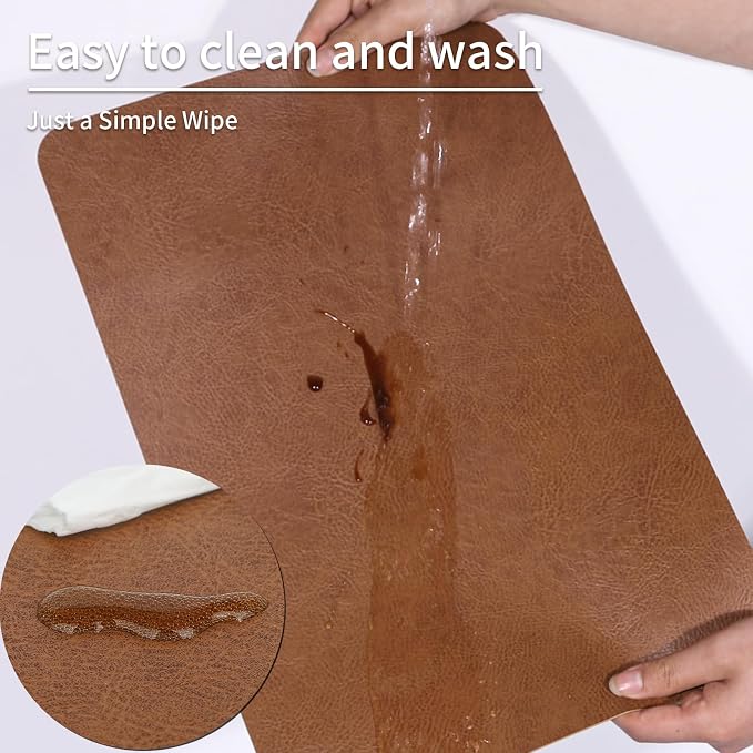 Cowhide Pattern Faux Leather Placemats Set of 4, Heat Resistant Non-Slip - Image 5
