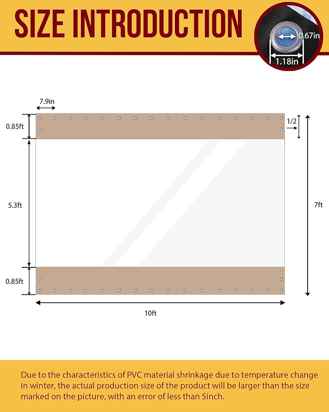 FoundGo 7'Hx10'W Outdoor Vinyl Curtains - Image 5