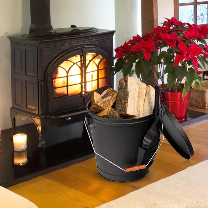 JupiterForce Ash Bucket with Lid and Shovel, 5.15 Gallon Large Galvanized Metal - Image 2