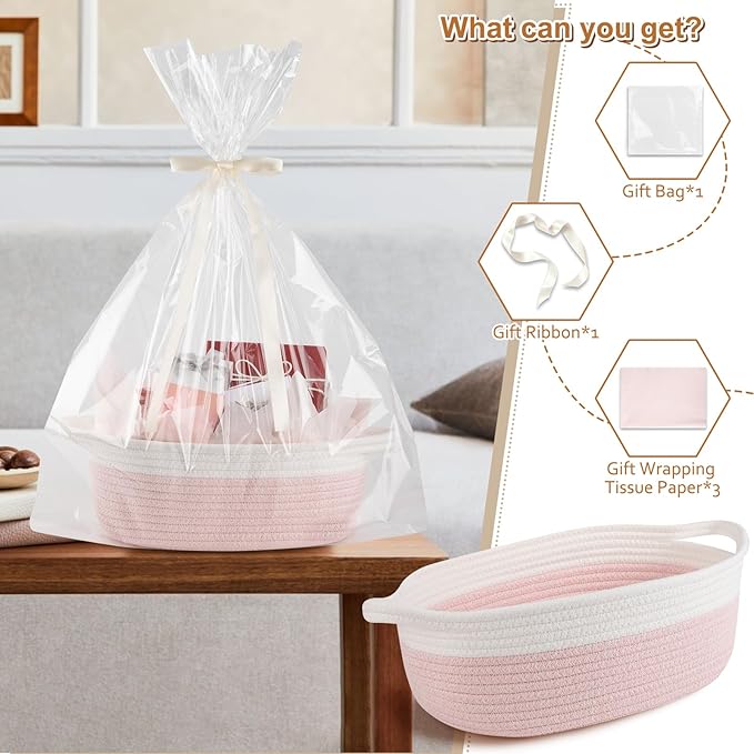 OIAHOMY Gift Basket Empty with Handle, Ribbon and Wrap Tissue Paper, Dog Toy - Image 2