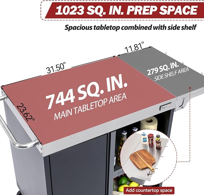 Royal Gourmet PC3201S Movable Grill Cart, Storage Cabinet - Image 6
