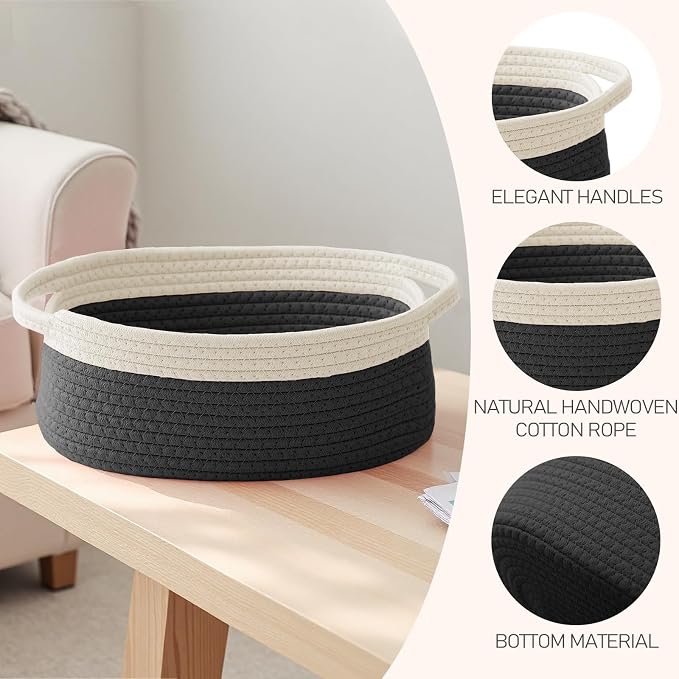 Woven Basket, Small Rope Storage Bin - Image 3