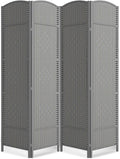 Paper Rope Room Divider, 4 Panel Wood Mesh Woven Design Screen by cocosica