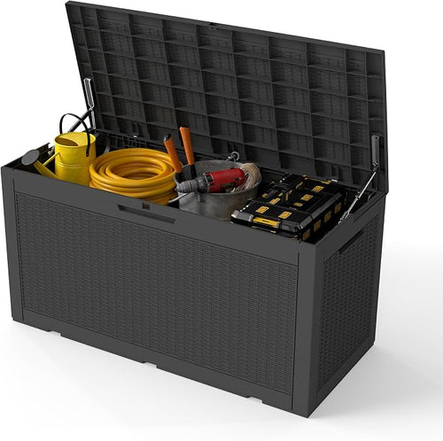100 Gallon Outdoor Storage Box Waterproof, Resin Deck Boxes by Unknown