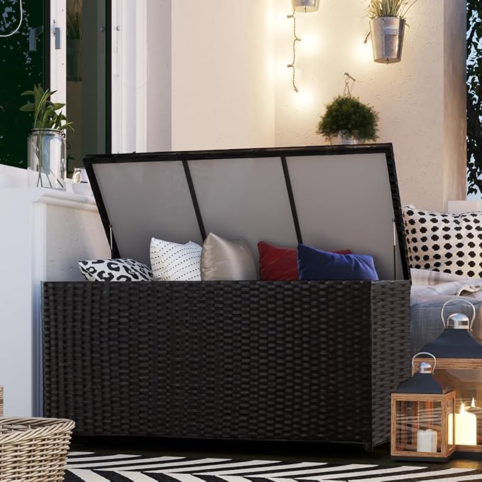 Outdoor 70 Gallon Wicker Storage Box - Image 3