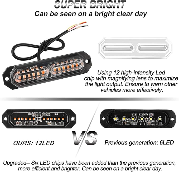 ASPL 8pcs Sync Feature Ultra Slim 12-LED Surface Mount Flashing Strobe Lights - Image 2