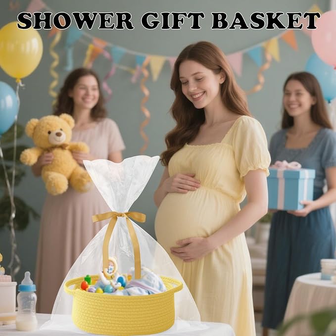 Gift Basket with Gift Bag and Ribbons, Small Rope Woven Shelf Storage, Baskets - Image 6