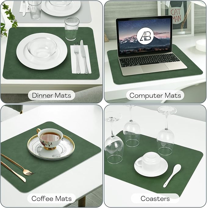 Faux Leather Placemats Set of 6 Table Mats Heat Resistant Reversible Place Mats - Image 7