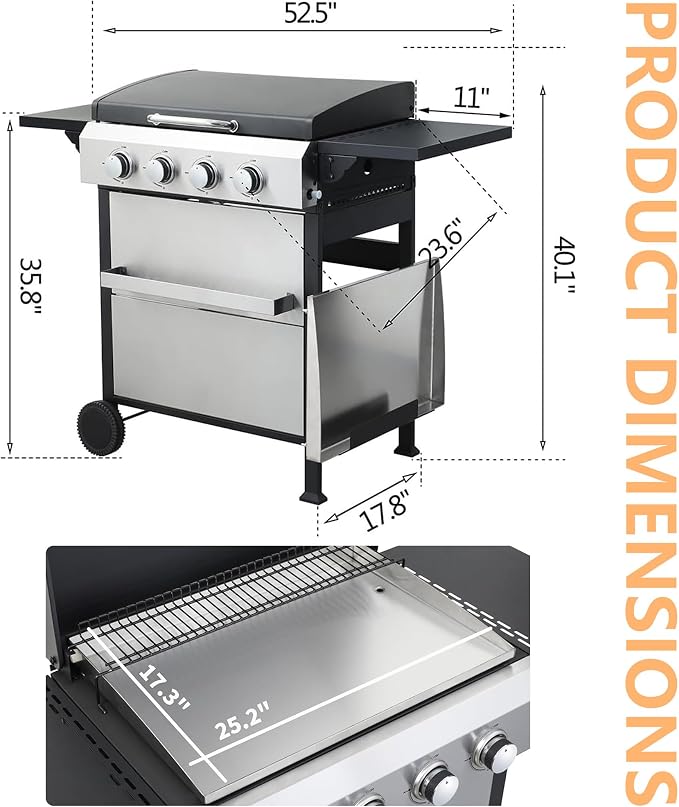 4-Burner Propane Gas BBQ Grill - Image 8