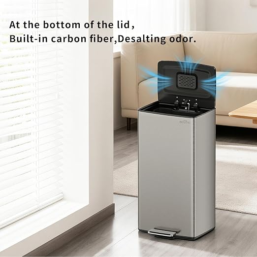 mVm Kitchen Trash Can, 40Liter / 10.6 Gal Brushed Stainless Steel Trash Can - Image 4