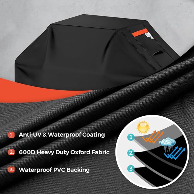 Grill Cover 600D Heavy Duty, Universal Fit Waterproof BBQ Grill Protector - Image 3