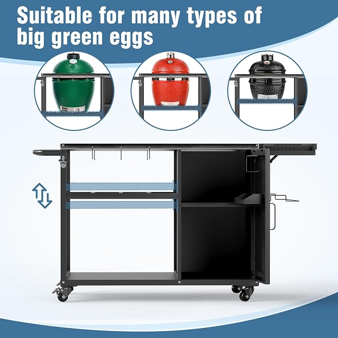 Big Green Egg Outdoor Grill Table, Portable Heavy Duty Grill Cart - Image 7