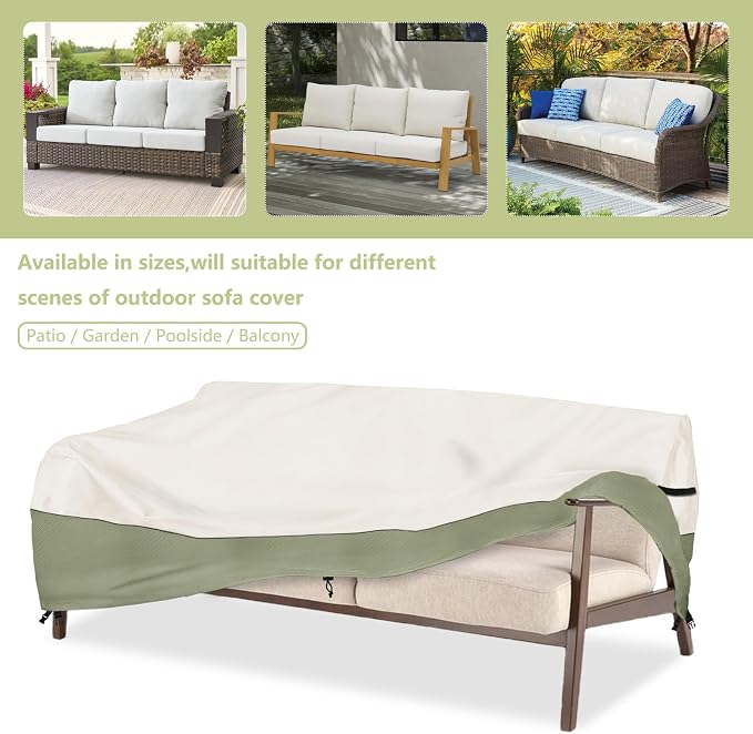 3-Seater Patio Sofa Cover, 85 W x 38 D x 35 H Inches Outdoor Couch Cover - Image 4