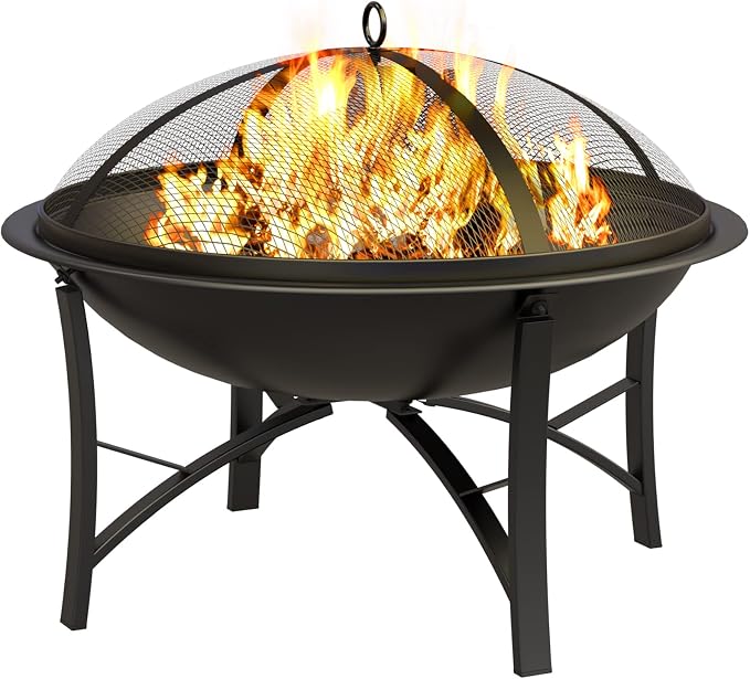 Fire Beauty Fire Pit for Outside Wood Burning, BBQ Grill Steel Fire Bowl - Image 8