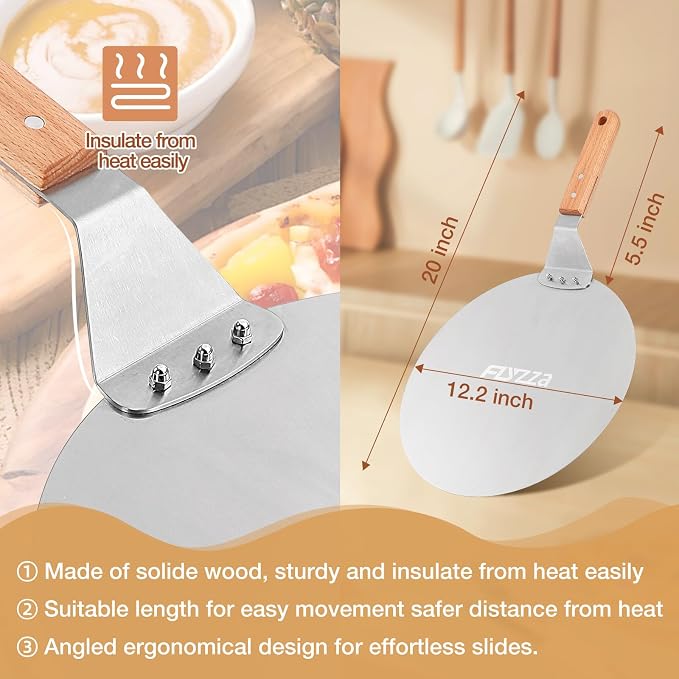 12 Inch Stainless Pizza Peel, Pizza Spatula - Image 5