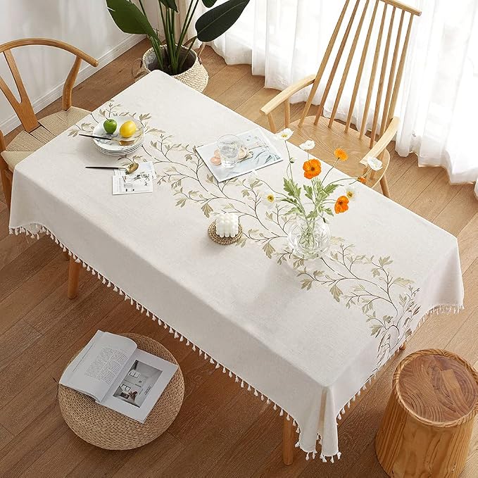 Pahajim Rustic Linen Tablecloth Cotton Waterproof Table Cloth - Image 2