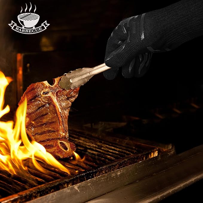 BBQ Grill Gloves, 1472°F Heat Resistant Barbecue Gloves Oven Mitts, Silicone - Image 7