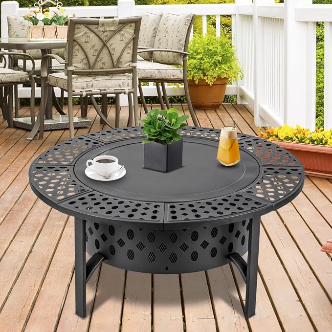 42 Inch Fire Pit with 2 Grills, Extra Large Wood Burning Fire Pits - Image 3