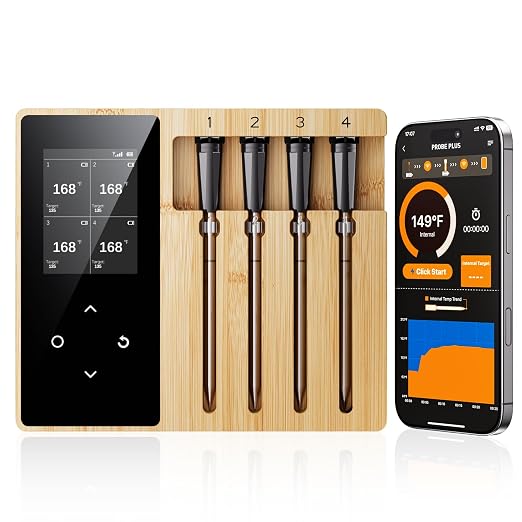 4 Probes Wireless Meat Thermometer, Long Range and Rechargeable Base by Unknown