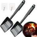 2PCS Hollow Out Fireplace Ash Sifter, 13 Inch Metal Black Coal Shovel Heat by Fantang