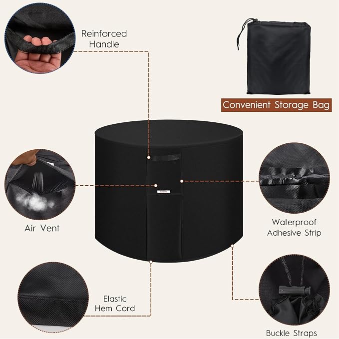 Fire Pit Cover Outdoor Round 32"D X 24"H Heavy-Duty Waterproof 600d Oxford - Image 4