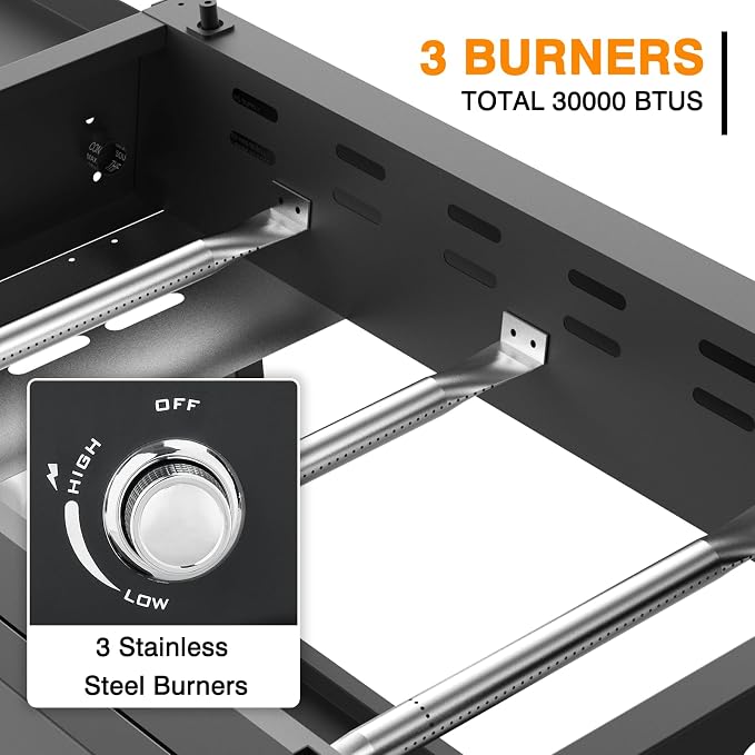 3 Burner Foldable Gas Griddle, 32 Inch Stainless Steel Portable Detachable - Image 6
