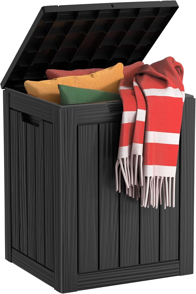 EasyUp 28 Gallon Outdoor Storage Box, Resin Waterproof UV-Resistant Deck Box by EASYUP