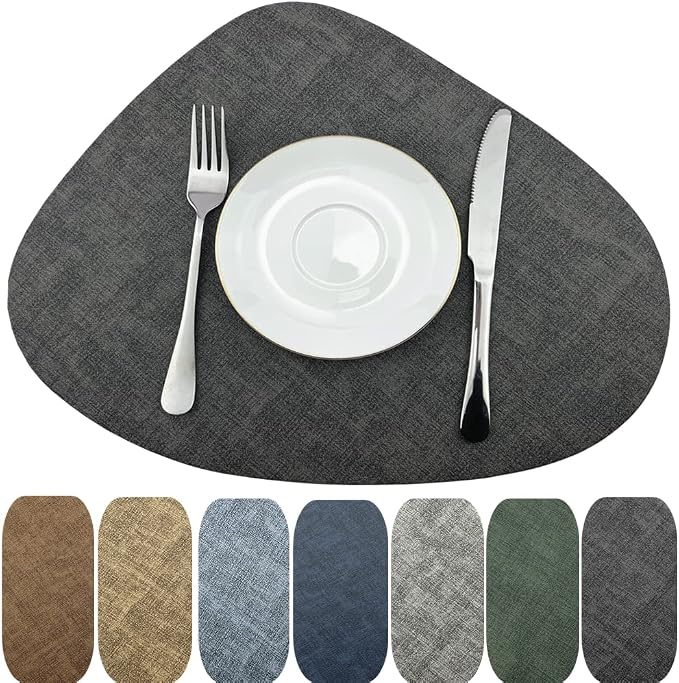 WAZAIGUR Washable Wipeable Waterproof Heat Resistant Faux Leather Placemats Set by WAZAIGUR