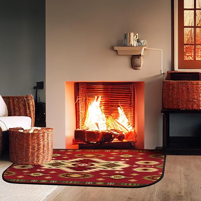 Demissle Cabin Fireplace Hearth Rug Fireplace Mats Cabin Southwestern Fireproof - Image 7