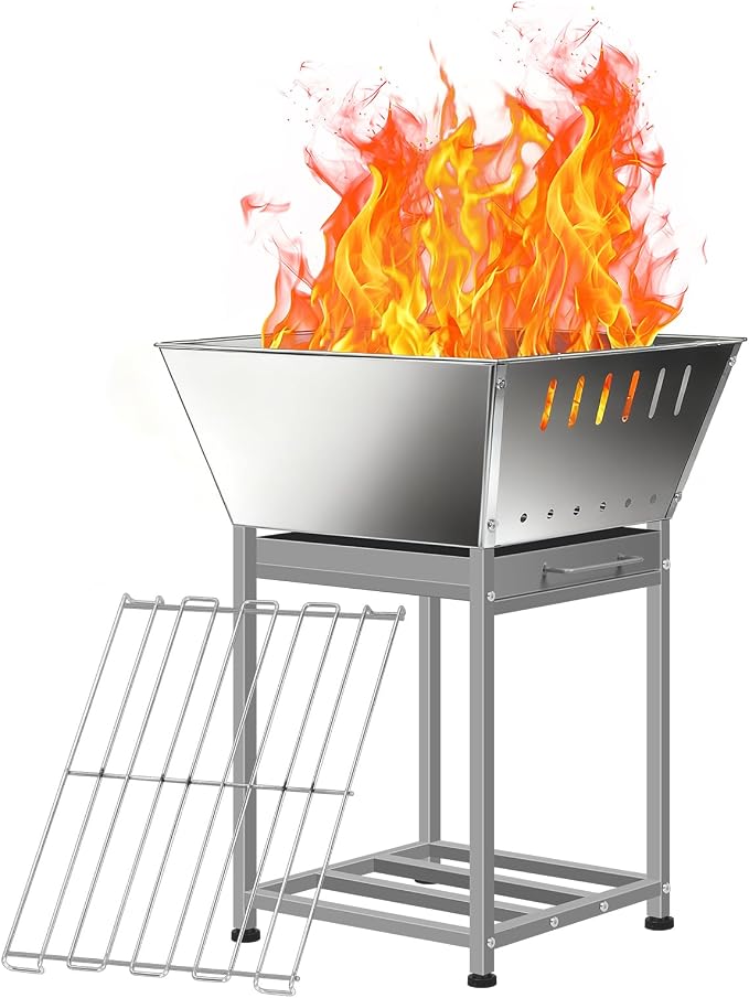 Stainless Steel Inch Square Wood Fire Pit by NANANARDOSO