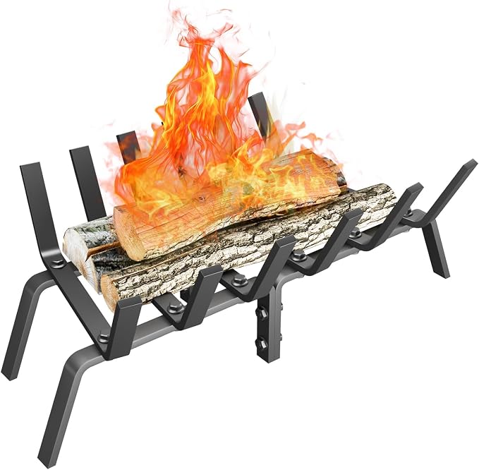 Heavy Duty 21Inch Fireplace Grate, Solid Steel Log Rack by DPZM