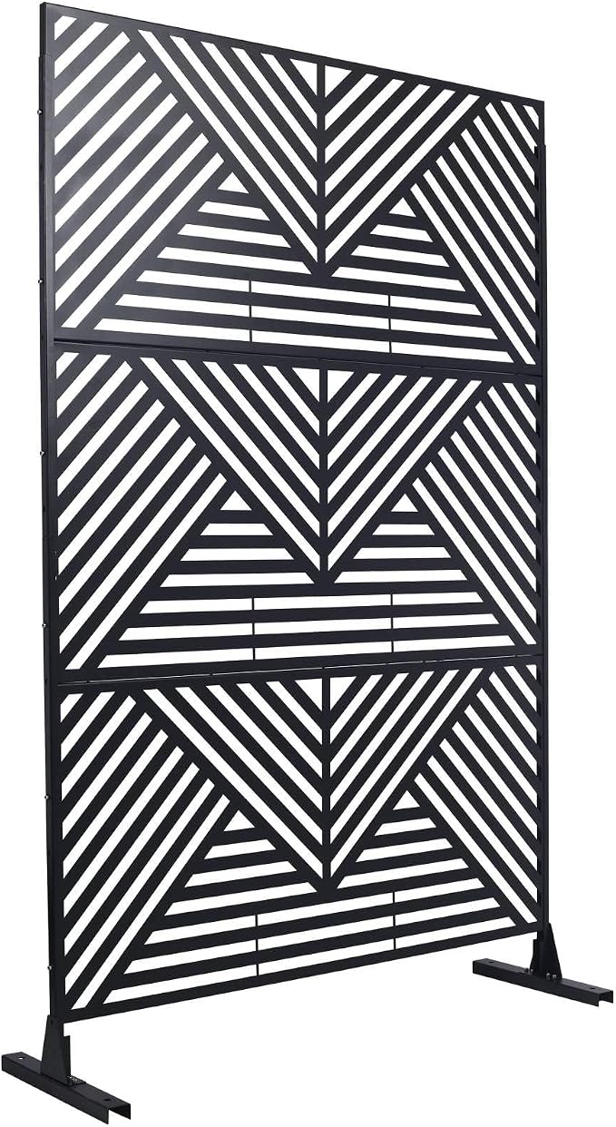 Outdoor Privacy Screen with Geometric Design – Metal Decorative Panel, by FRITHJILL