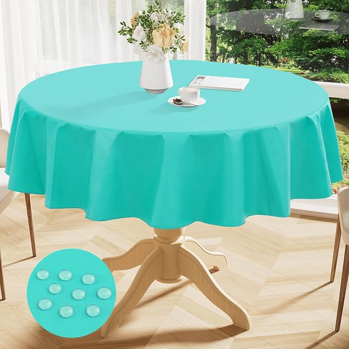 Smiry Round Table Cloth 60 Inch, Waterproof Wipeable Vinyl Tablecloths Protector by Smiry