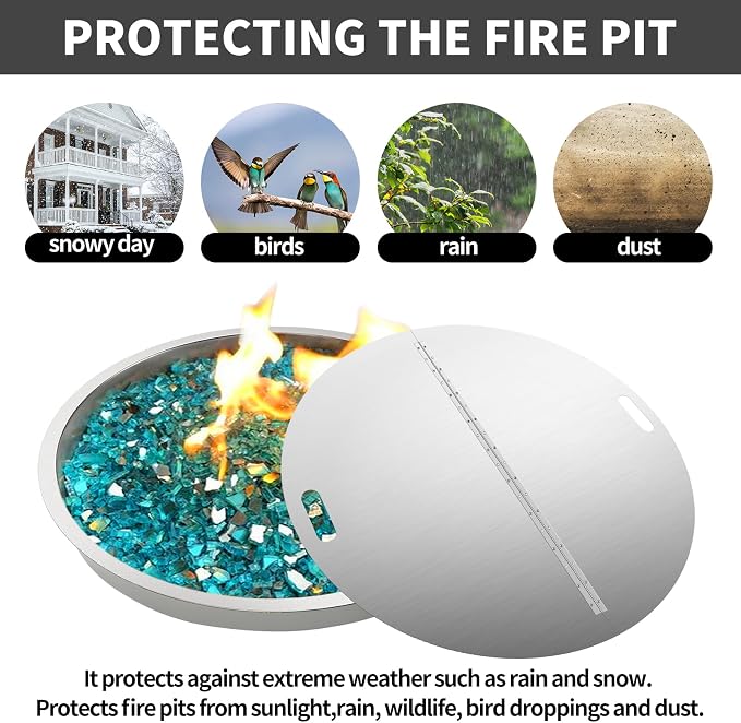 RYFT Fire Pit Lid Round, 40 Inch, 304 Stainless Steel Foldable Cover - Image 6