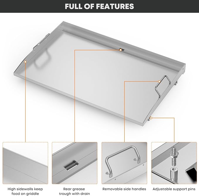 Stanbroil 28 Inch Flat Top Griddle, Stainless Steel Griddle Replacement Top - Image 4