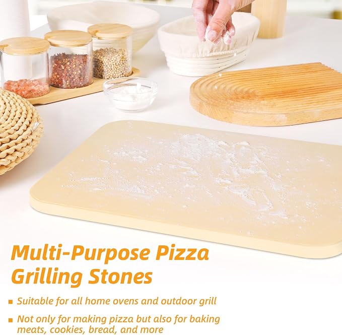 Pizza Stone 5 PCS Set, 15 x 12" Large Rectangle Pizza Stone Set - Image 5
