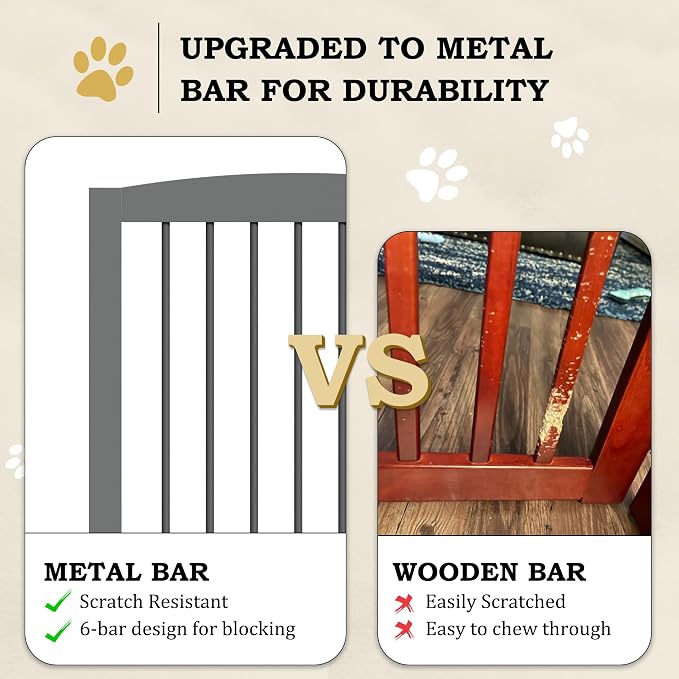 Freestanding Pet Gate with Door, Tall Dog Gate - Image 5